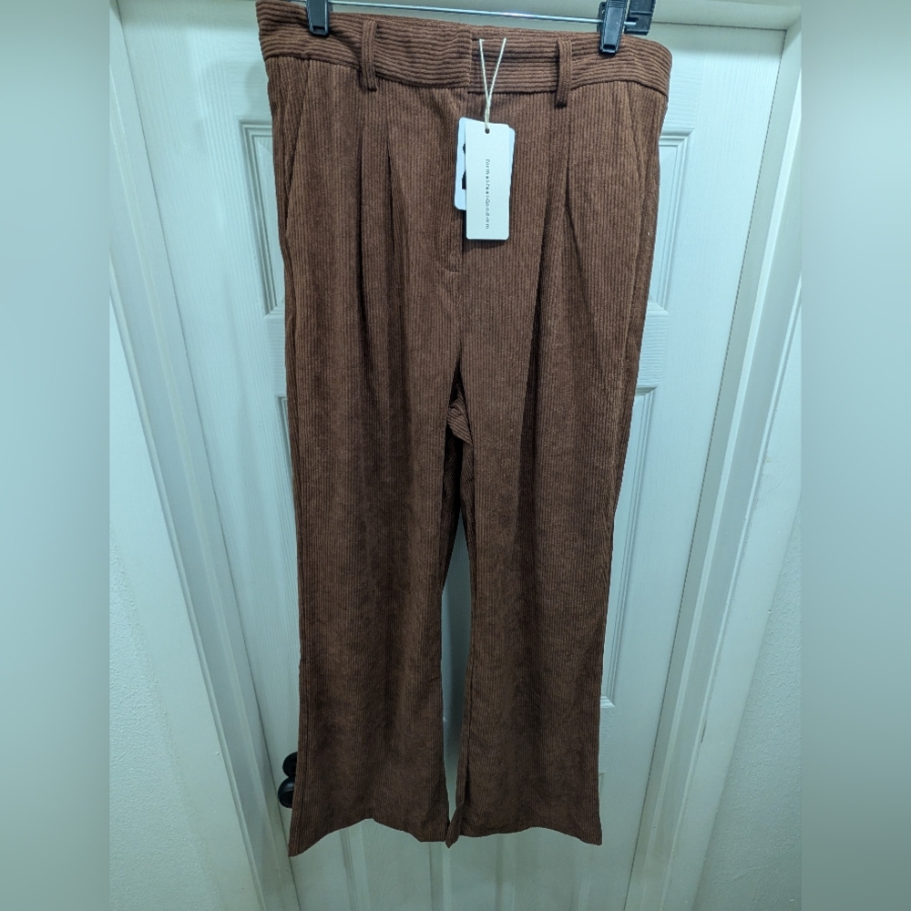 NWT Commense Brown High-Waist Corduroy Wide-Leg Size L - Picture 5 of 6